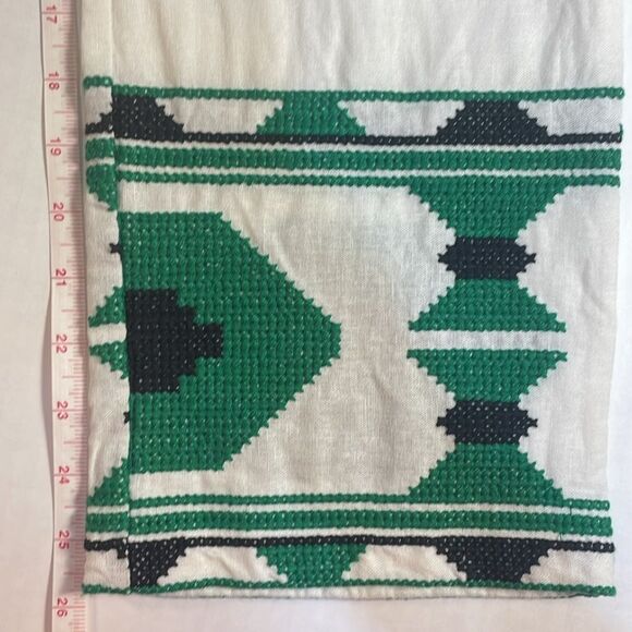 Zara Embroidered Linen Blend Pants White Green Aztec Design Pocket Blogger Fav S - Picture 13 of 16